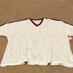 FP Movement by Free People White Mesh Short Sleeve Top